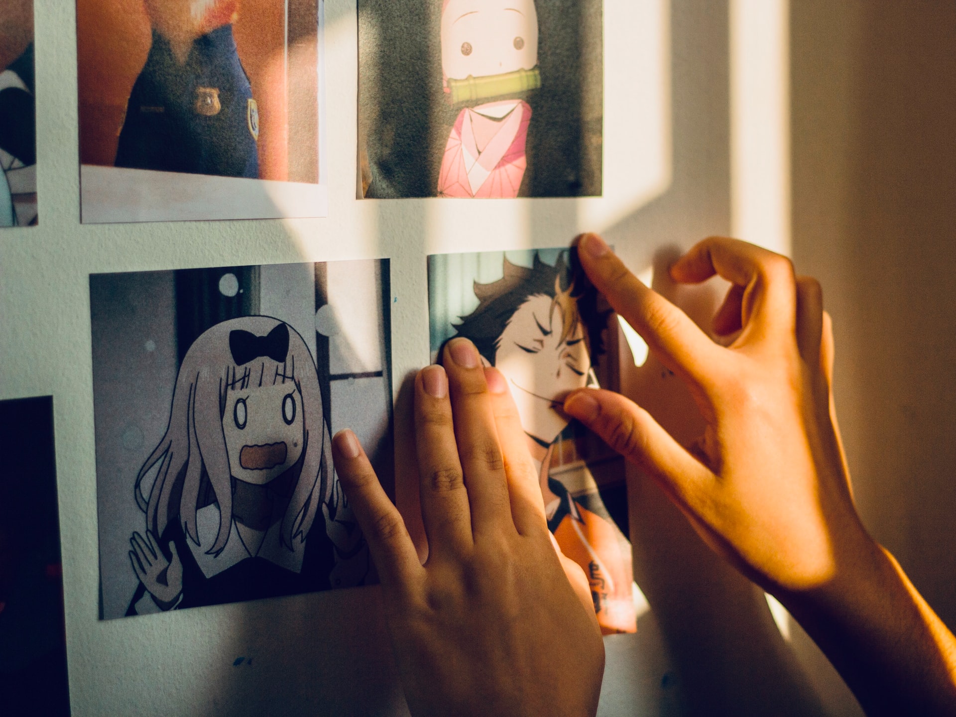 Printed photos of anime characters